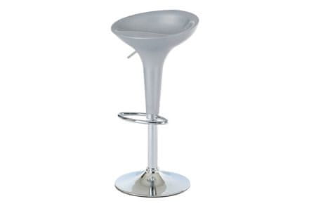 Autronic Barová stolička Barová židle, stříbrný plast, chromová podnož, výškově nastavitelná (AUB-9002 SIL)